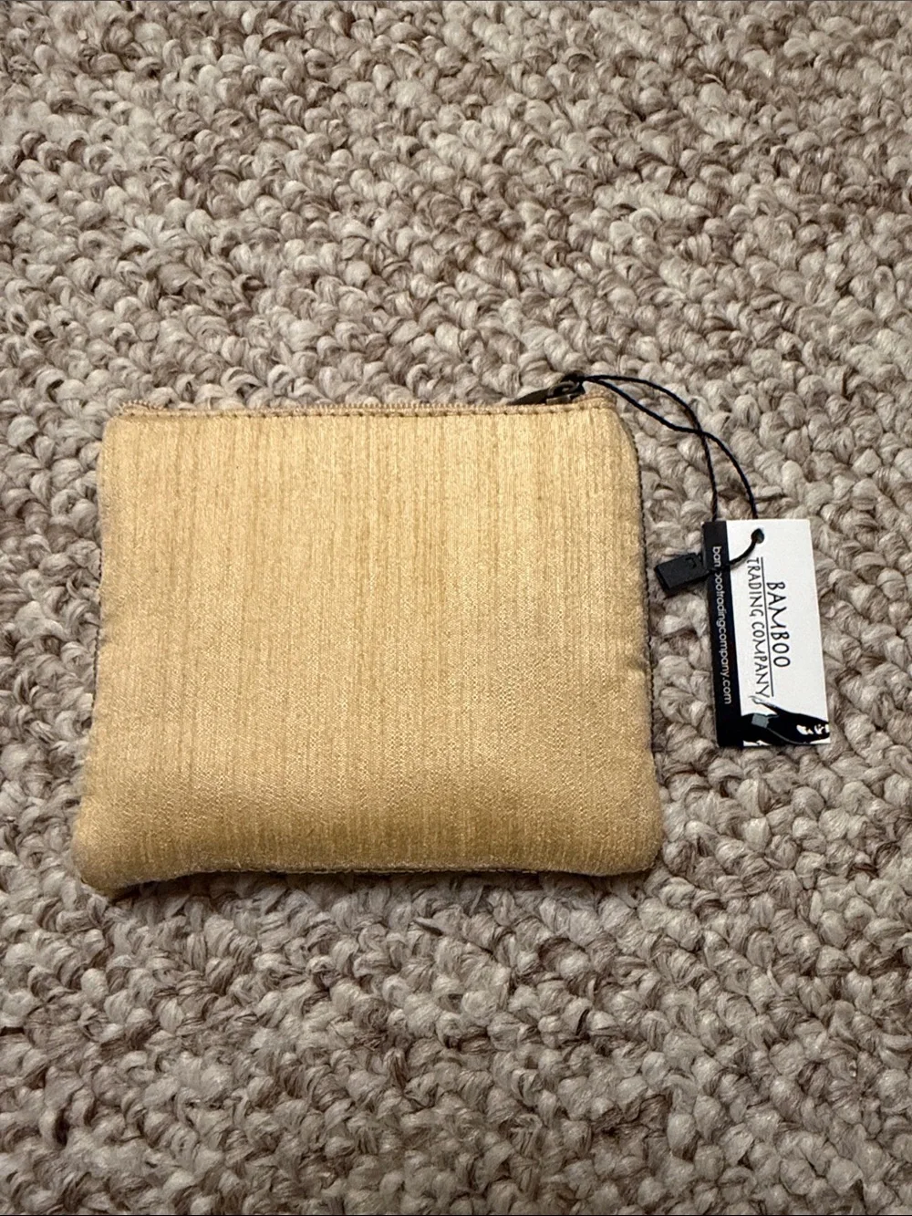 Bamboo Gold Sequin Cocktail Cosmetic Pouch with Pink Bow Motif